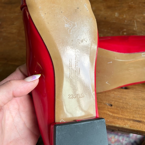 Salvatore Ferragamo Red Patent Leather Flats - Picture 4 of 9